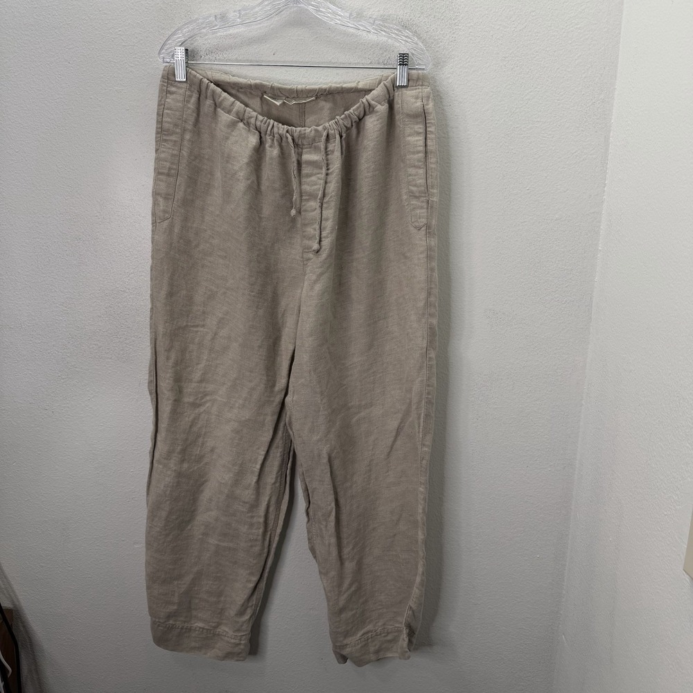 Banana Republic Mens 32x28 Sz L Beige 100% Linen Drawstring Pants Vintage